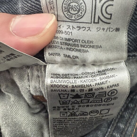 Levis 501 Jeans Mens 32x34 Black Original Fit Straight Leg Button Fly - Picture 3 of 14